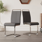 Modern PU Faux Leather High Back Dining Chairs - Set of 2