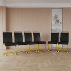 Modern Dining Chairs with Golden Metal Legs - Set of 2