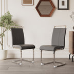 Modern PU Faux Leather High Back Dining Chairs - Set of 2