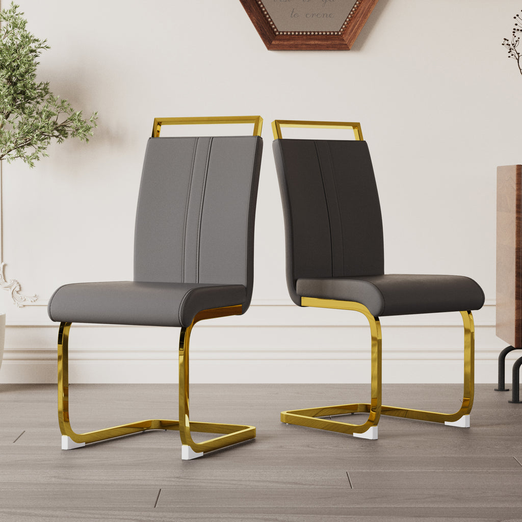 Modern PU Faux Leather Dining Chairs Set of 4 in Grey