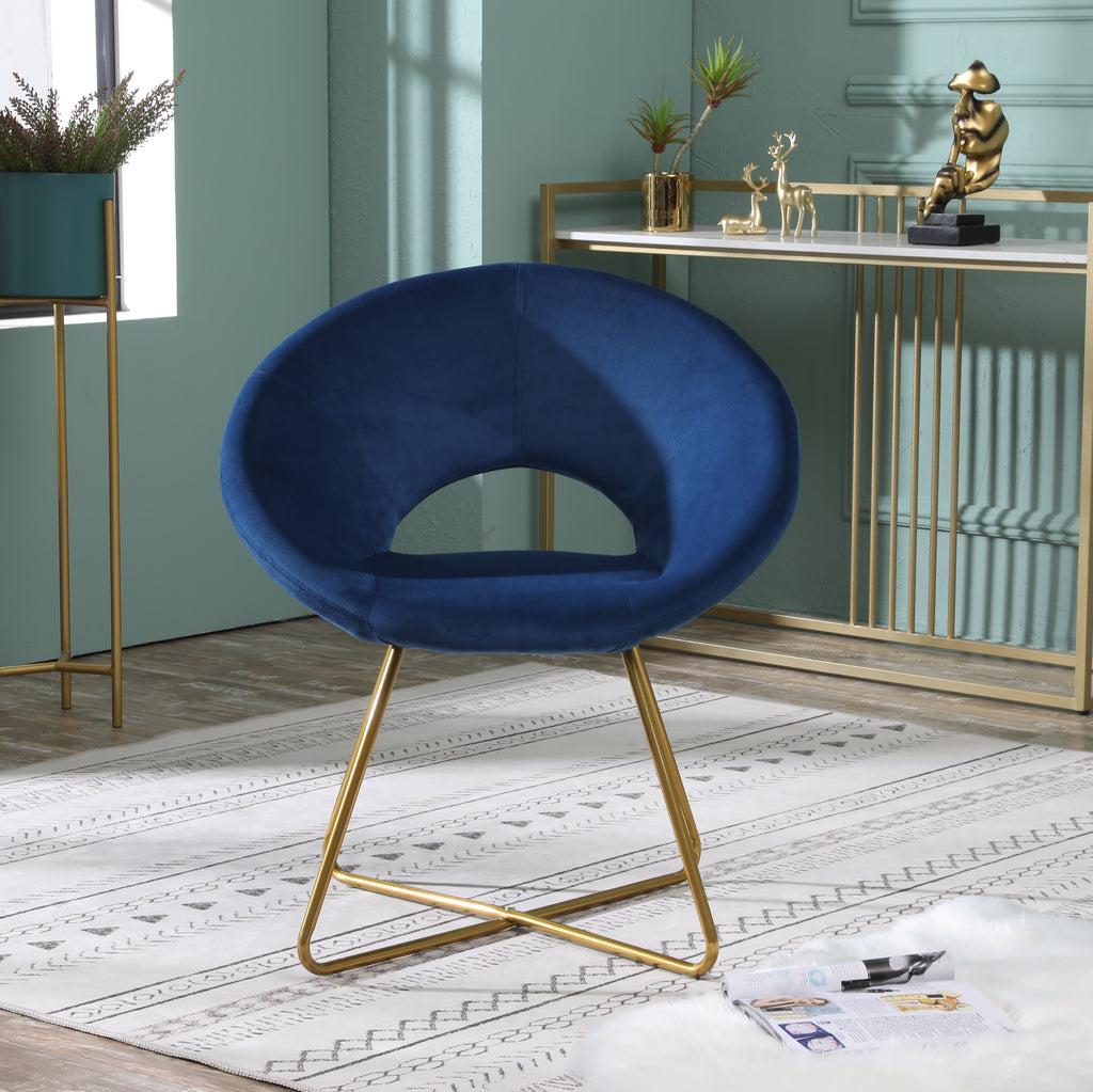 Slatina Blue Silky Velvet Upholstered Accent Chair