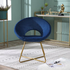 Slatina Blue Silky Velvet Upholstered Accent Chair
