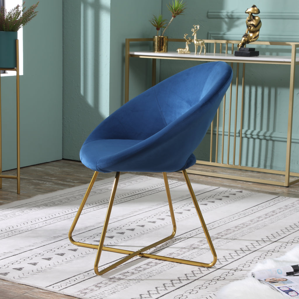 Slatina Blue Silky Velvet Upholstered Accent Chair