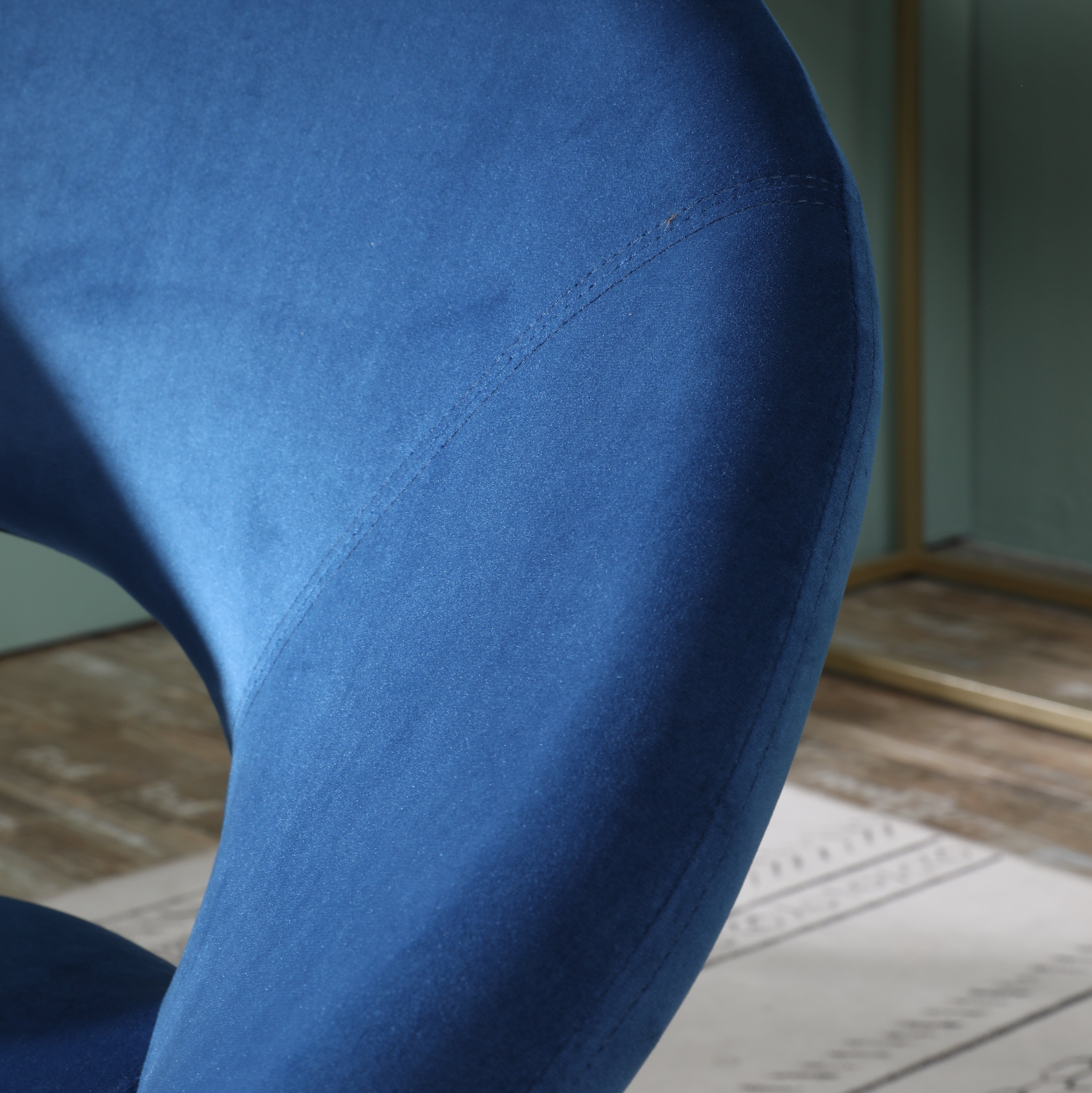Slatina Blue Silky Velvet Upholstered Accent Chair