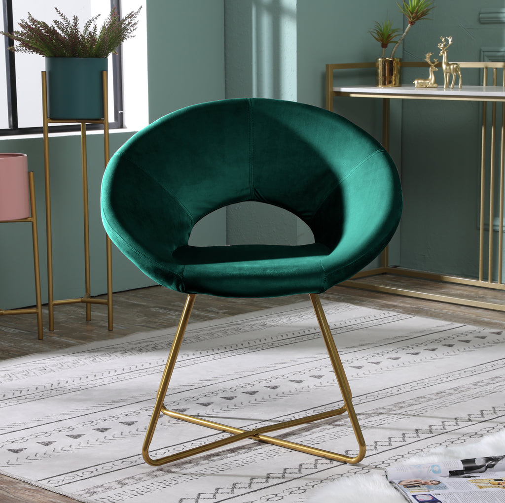 Slatina Green Silky Velvet Upholstered Accent Chair