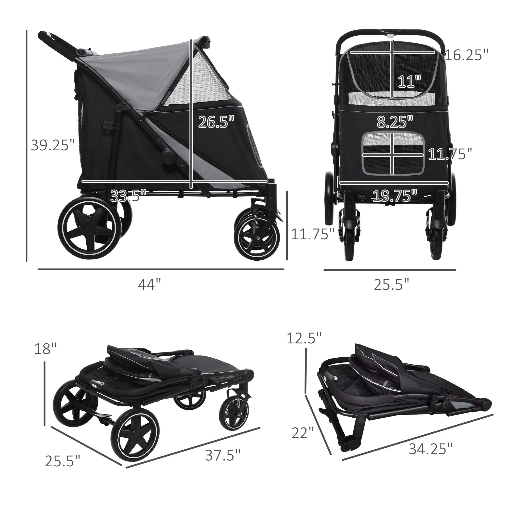 PawHut One-Click Foldable Doggy Stroller