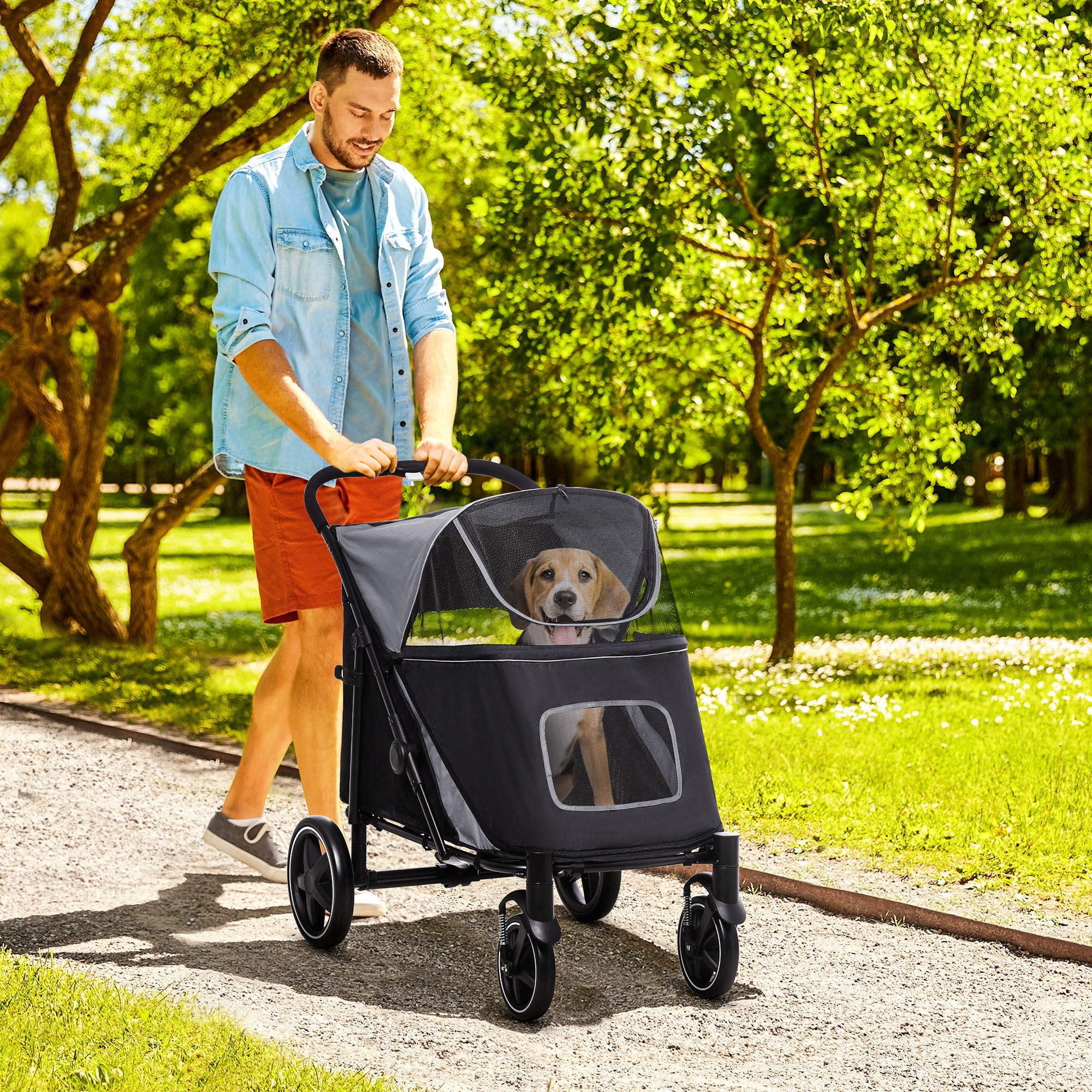 PawHut One-Click Foldable Doggy Stroller