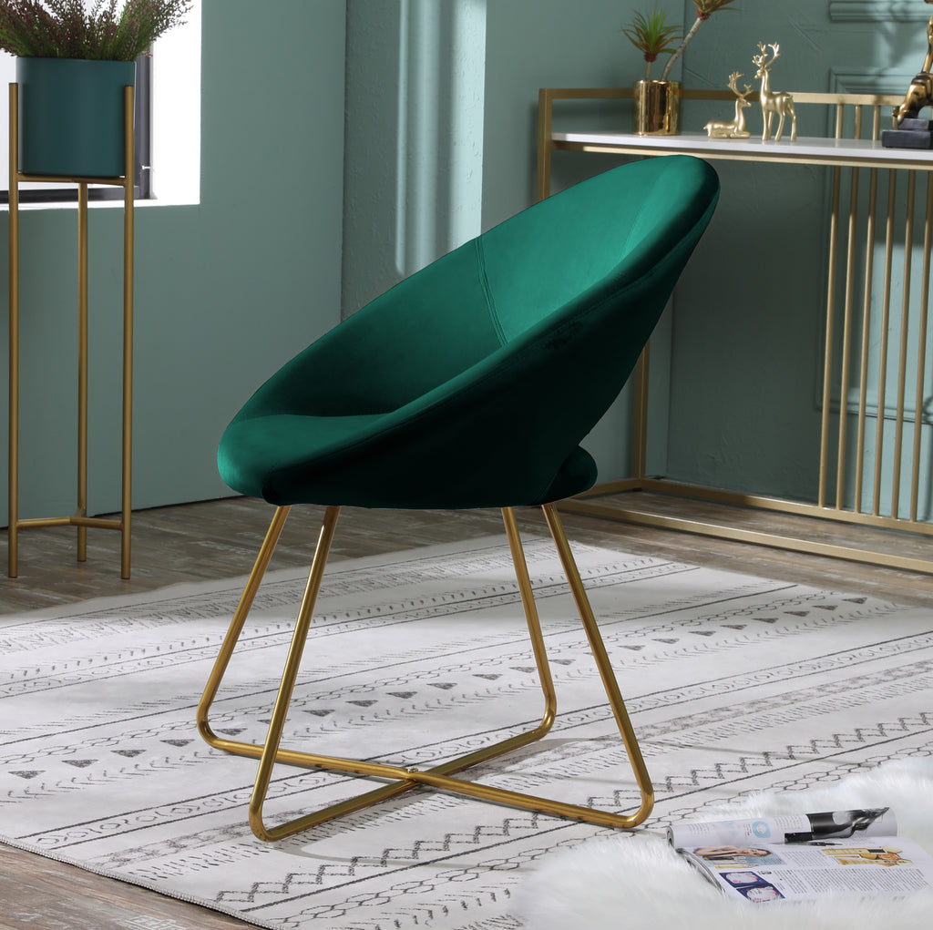 Slatina Green Silky Velvet Upholstered Accent Chair