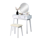 Maly Contemporary Wood Vanity and Stool Set