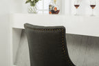 Charcoal Button Tufted Solid Wood Wingback Hostess Chairs Set of 2