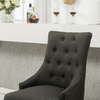 Charcoal Button Tufted Solid Wood Wingback Hostess Chairs Set of 2