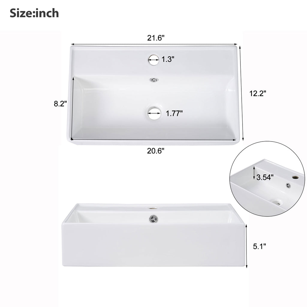21.6" White Right Side Storage Bathroom Vanity