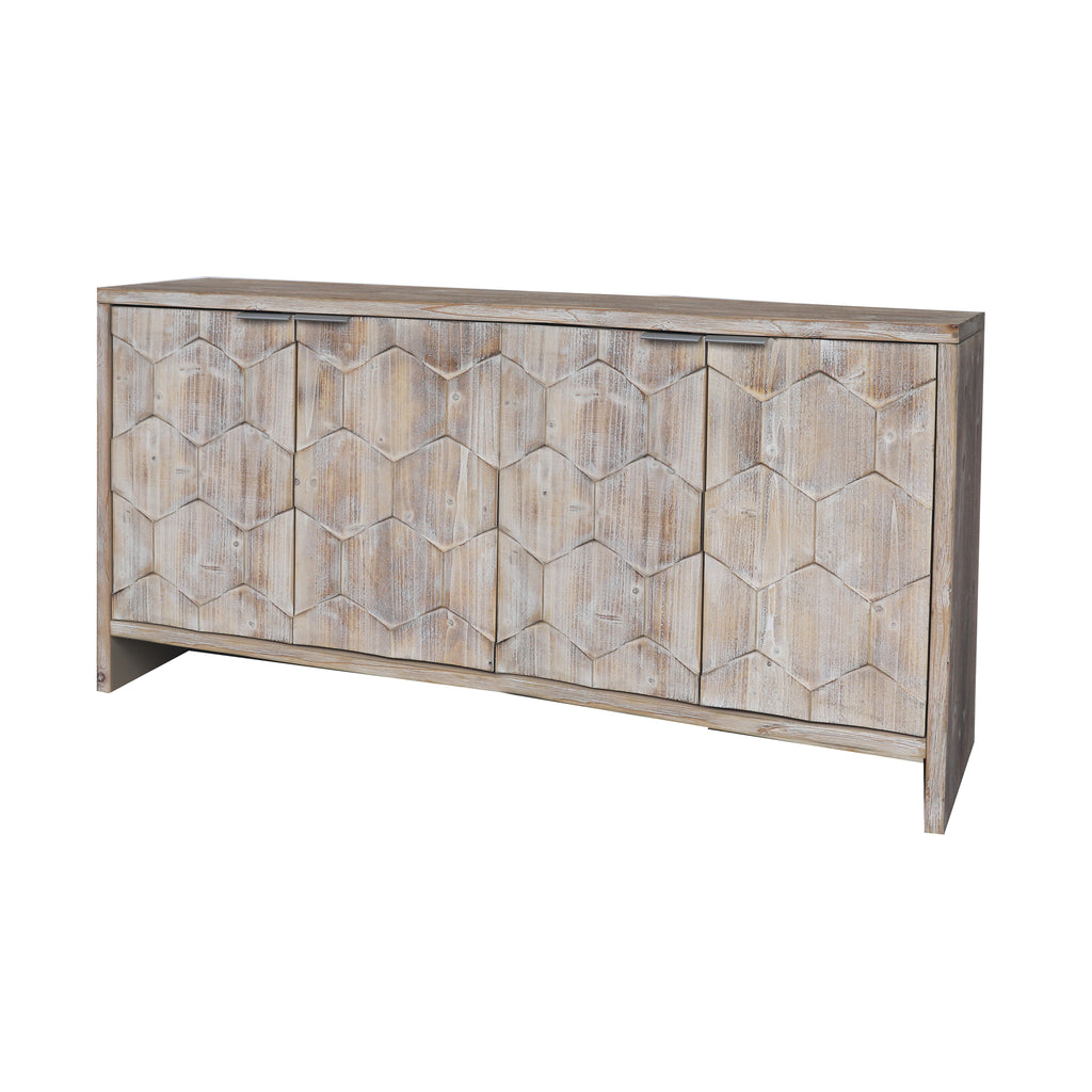 Farmhouse Style 4 Door Wooden Accent Cabinet