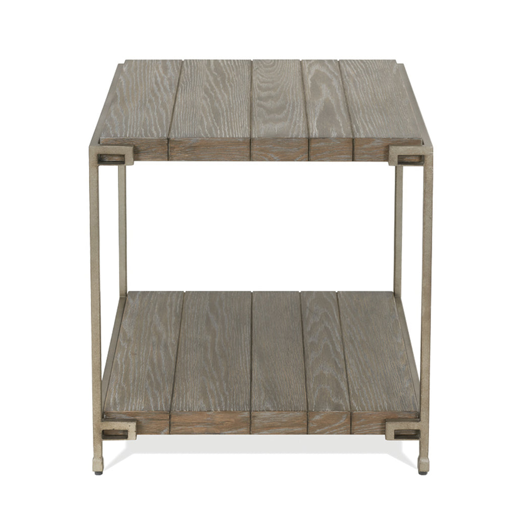 Corbeta Metal Frame Wood Living Room End Table with Shelf
