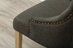 Charcoal Button Tufted Solid Wood Wingback Hostess Chairs Set of 2
