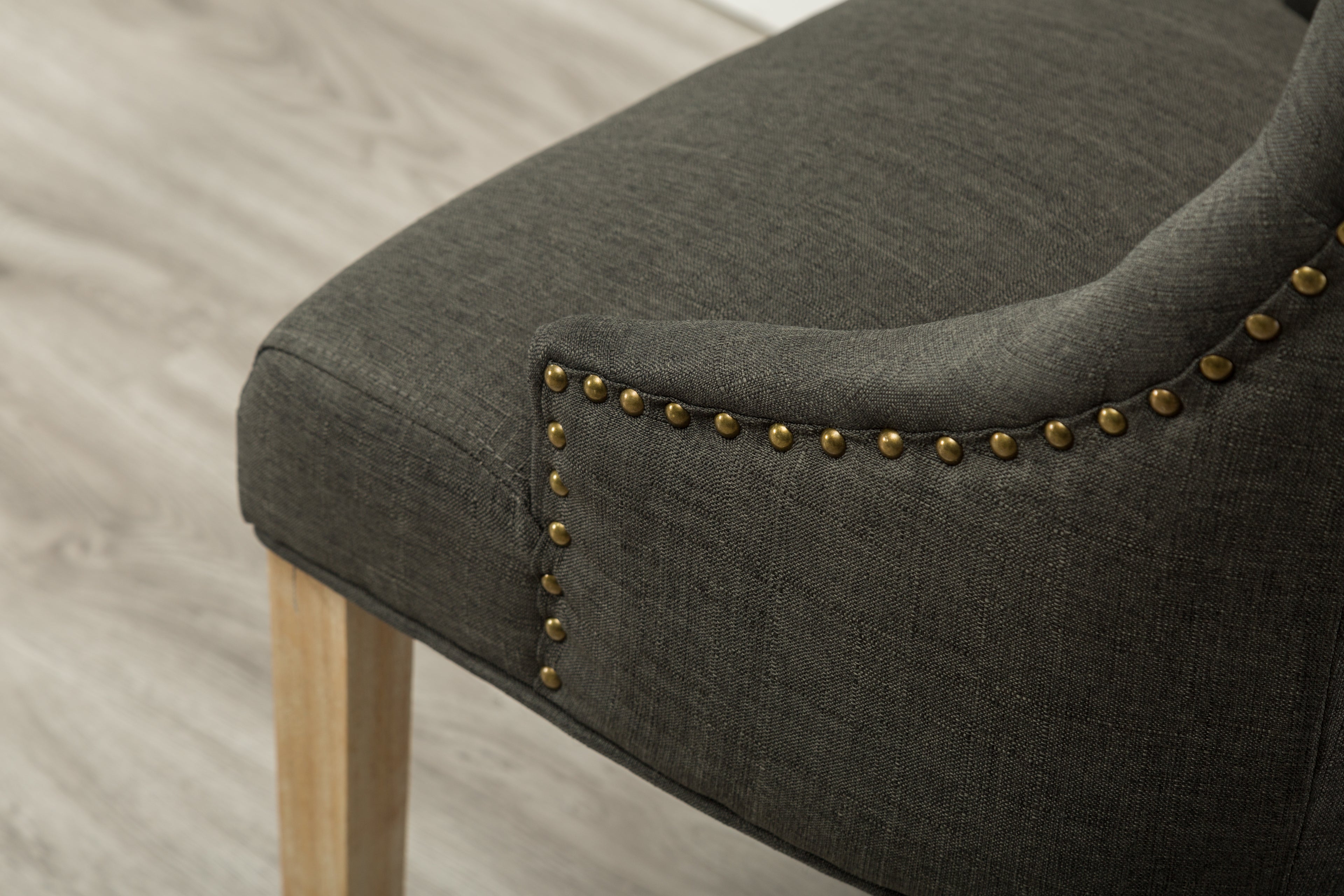Charcoal Button Tufted Solid Wood Wingback Hostess Chairs Set of 2