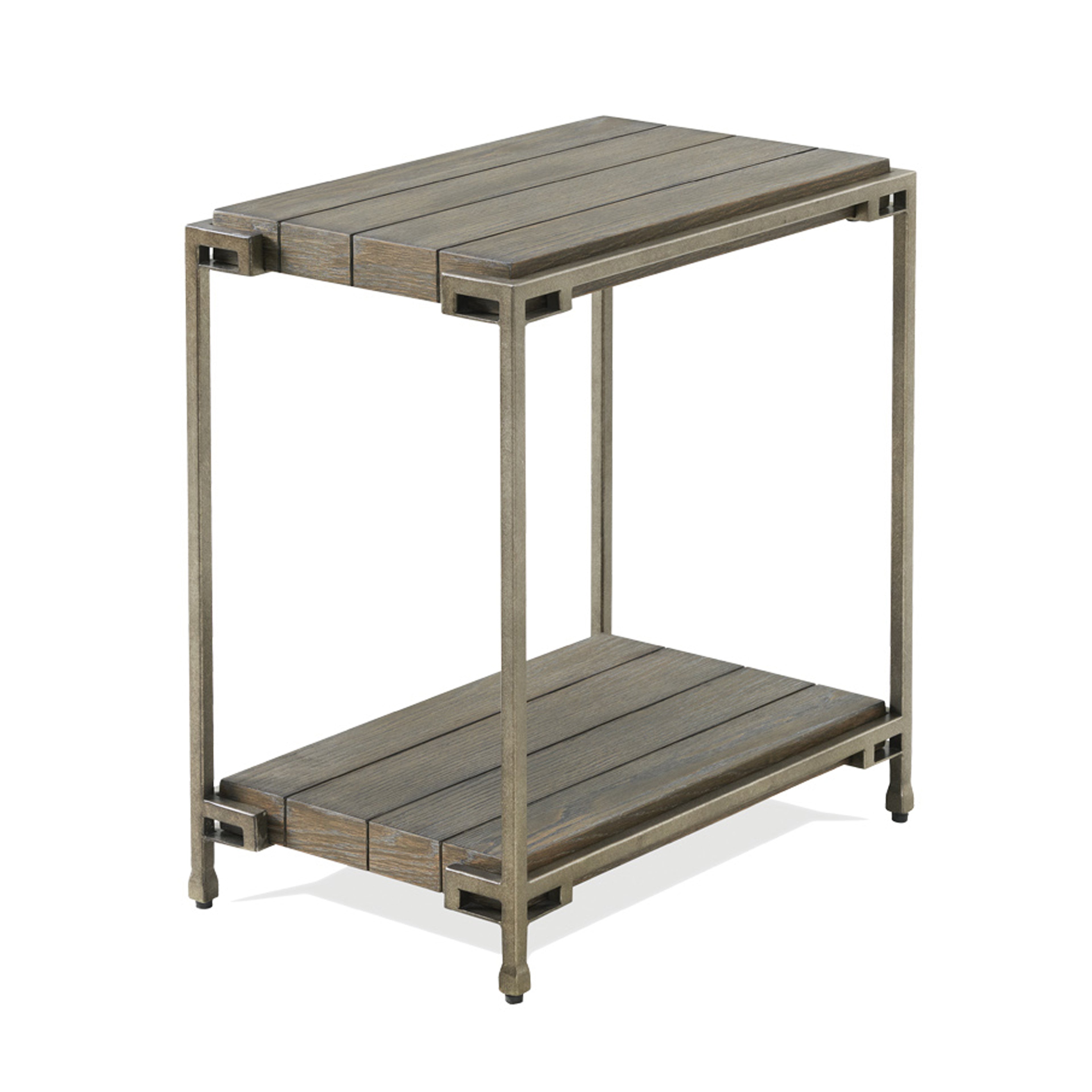 Corbeta Metal Frame Wood Living Room Chairside Table with Shelf, Aged Graphite