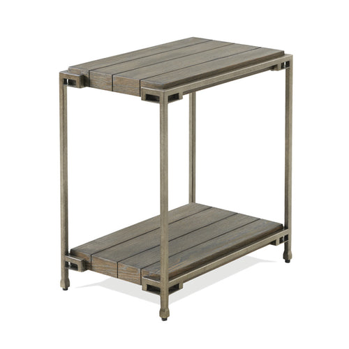Corbeta Metal Frame Wood Living Room Chairside Table with Shelf, Aged Graphite