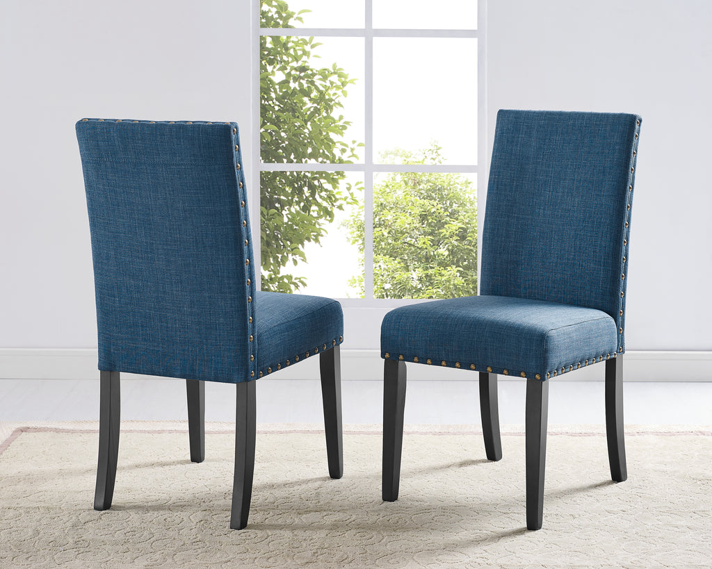 Biony Fabric Dining Chairs with Nailhead Trim, Set of 2