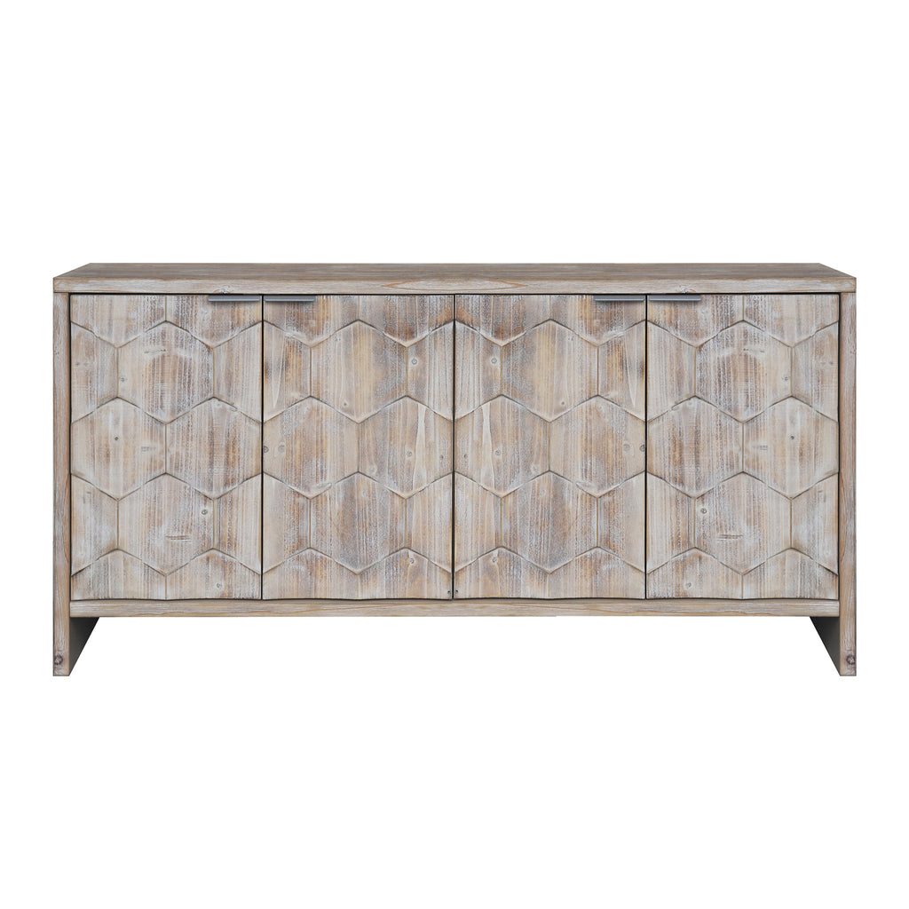 Farmhouse Style 4 Door Wooden Accent Cabinet
