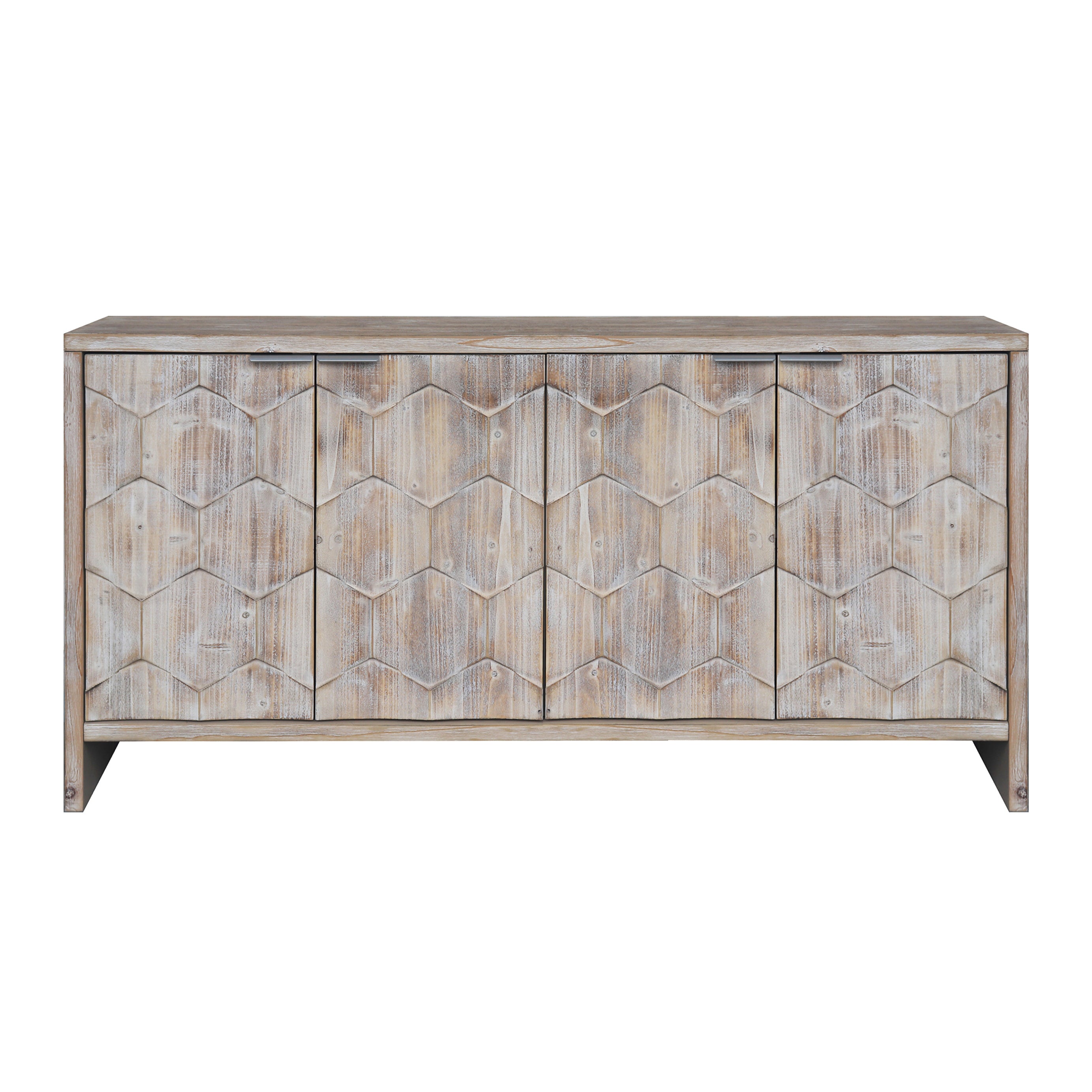 Farmhouse Style 4 Door Wooden Accent Cabinet