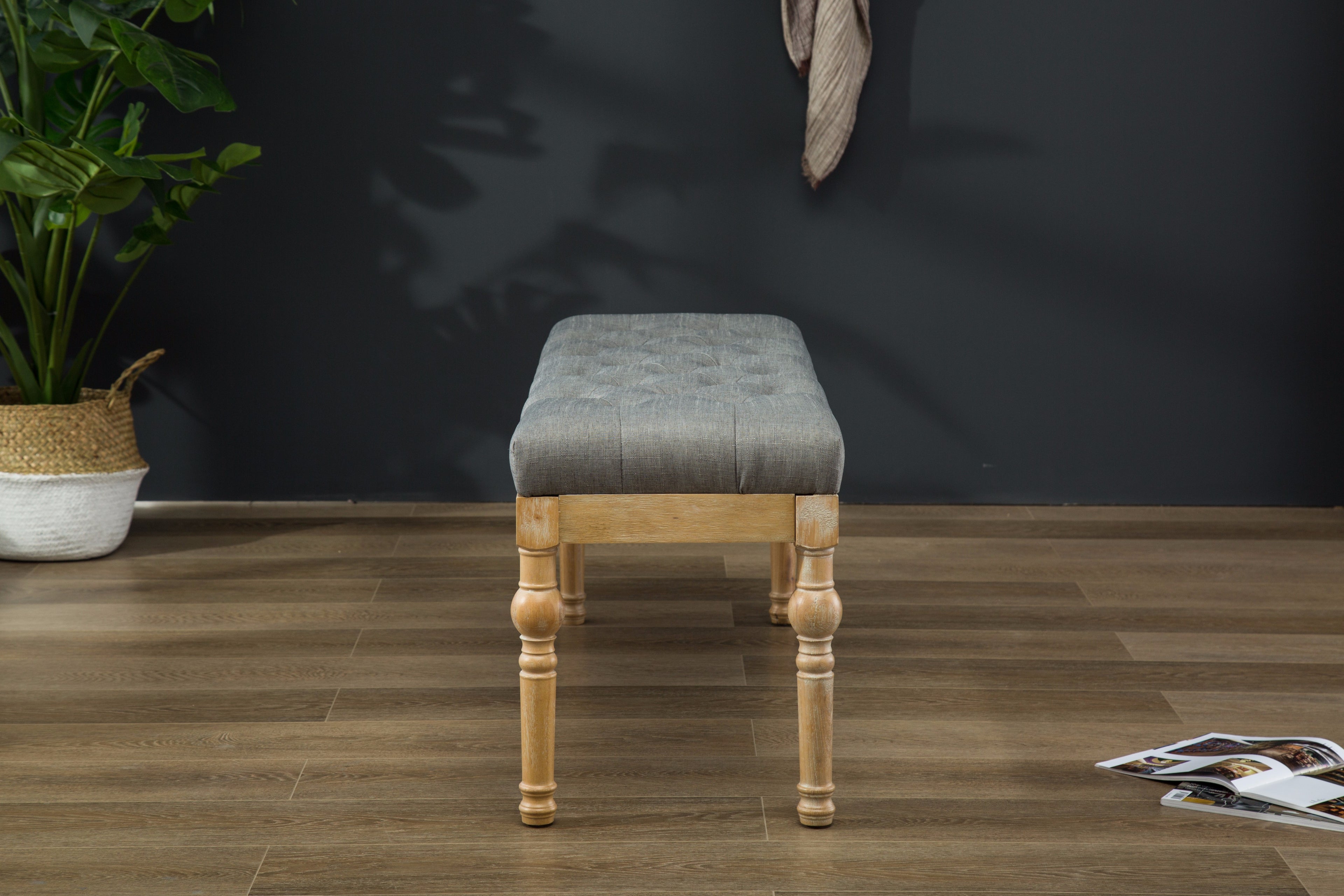 Habit Solid Wood Button Tufted Dining Bench