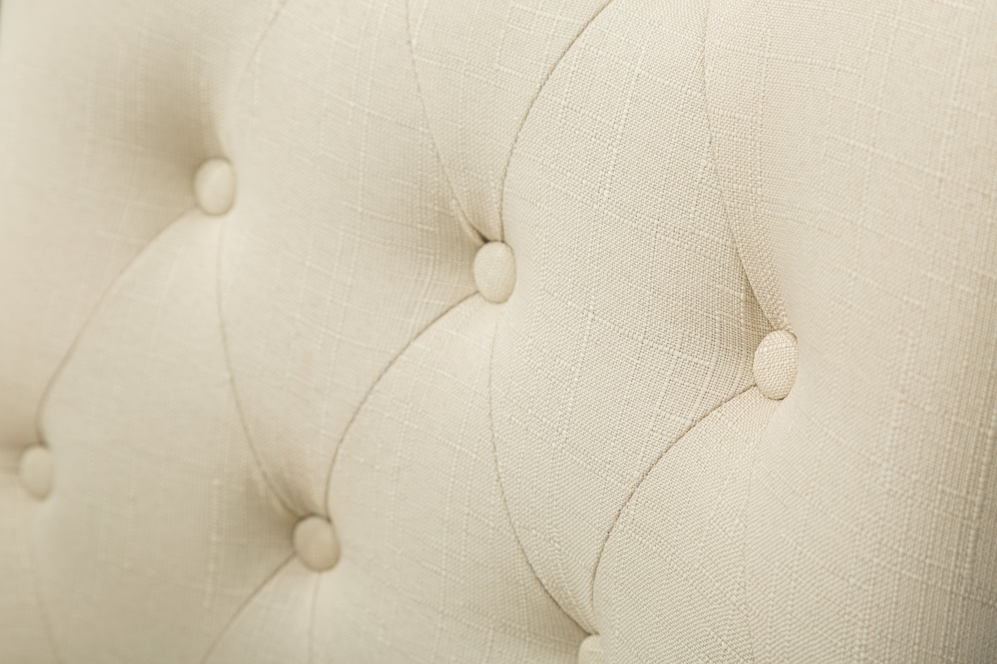 Tan Button Tufted Solid Wood Wingback Hostess Chairs with Nail Heads