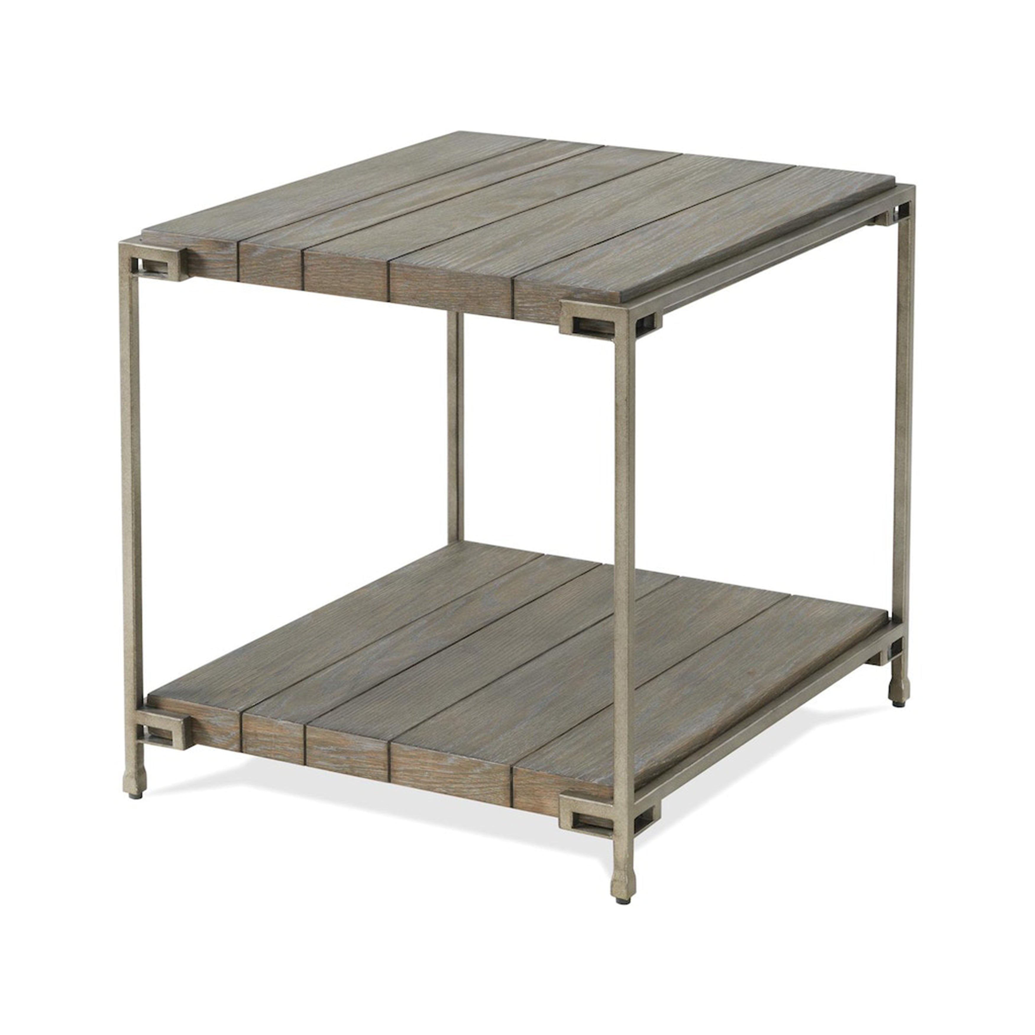 Corbeta Metal Frame Wood Living Room End Table with Shelf