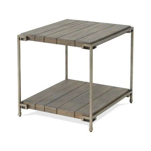 Corbeta Metal Frame Wood Living Room End Table with Shelf