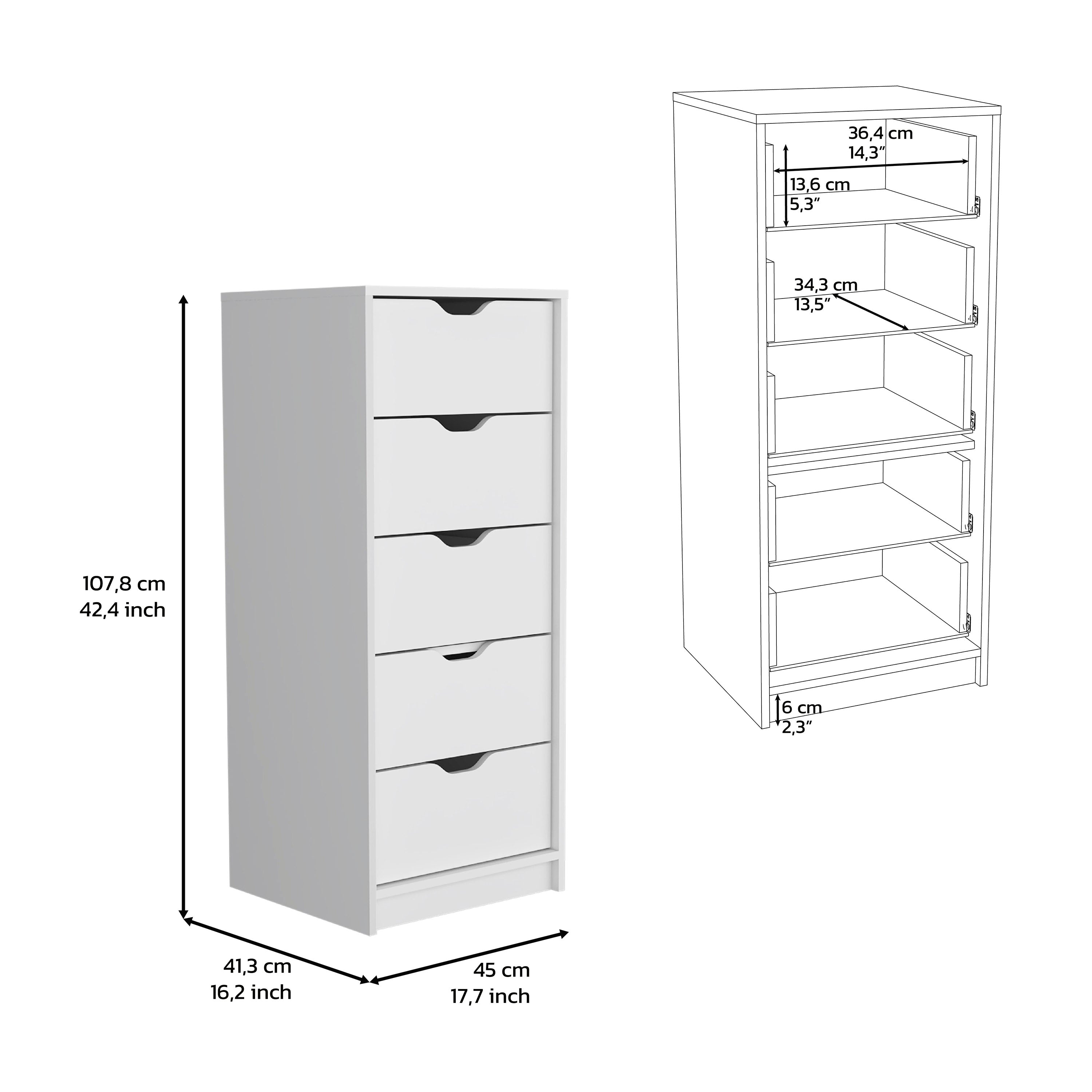 5-Drawer Slim Dresser