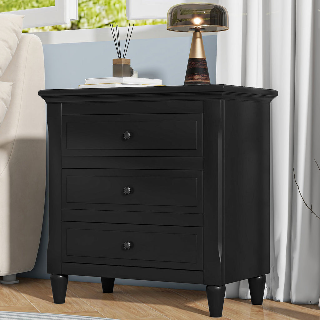 U_STYLE 28" Painted Nightstand with 3 Drawers
