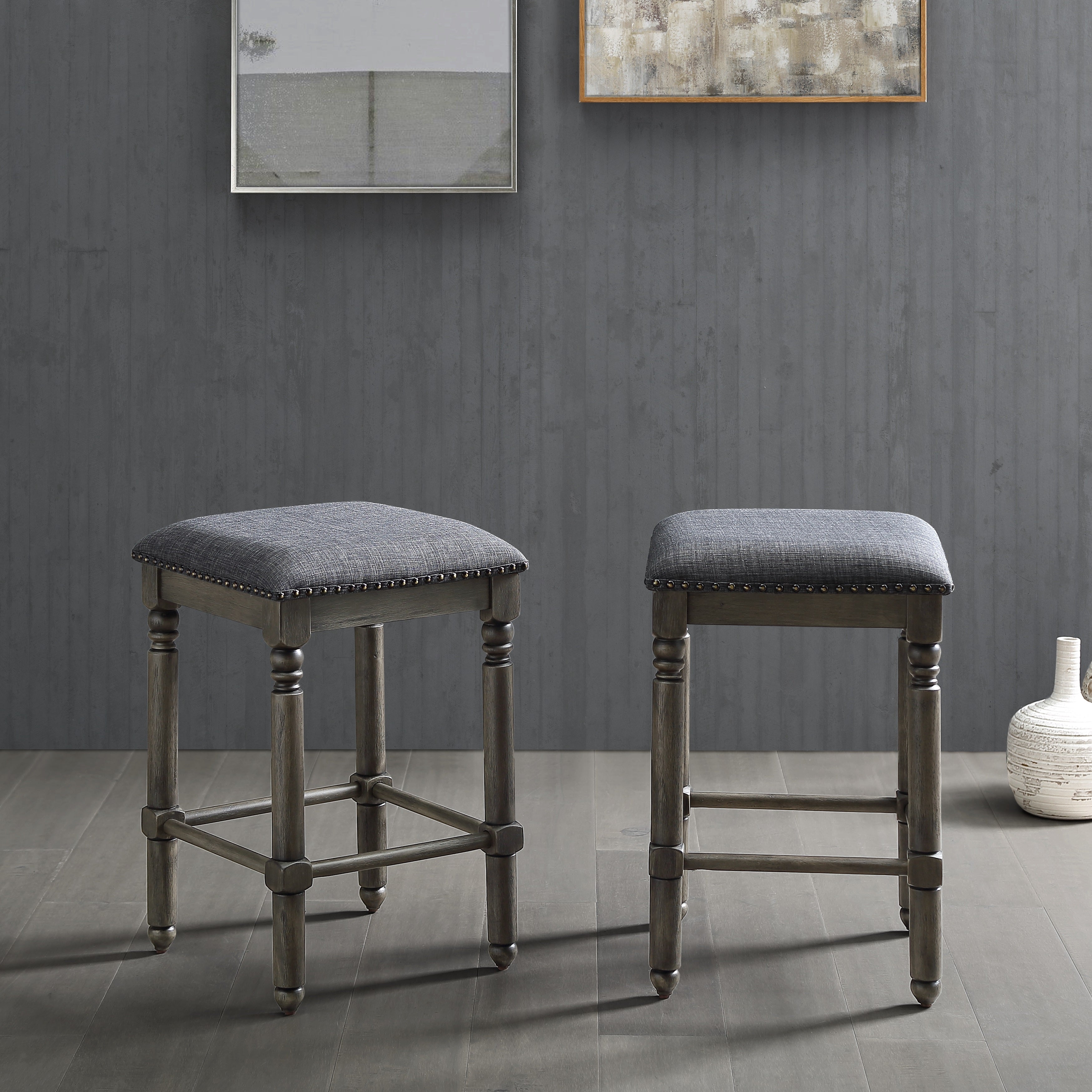 Arnhem Wood Upholstered Swivel Counter Height Stool, Set of 2
