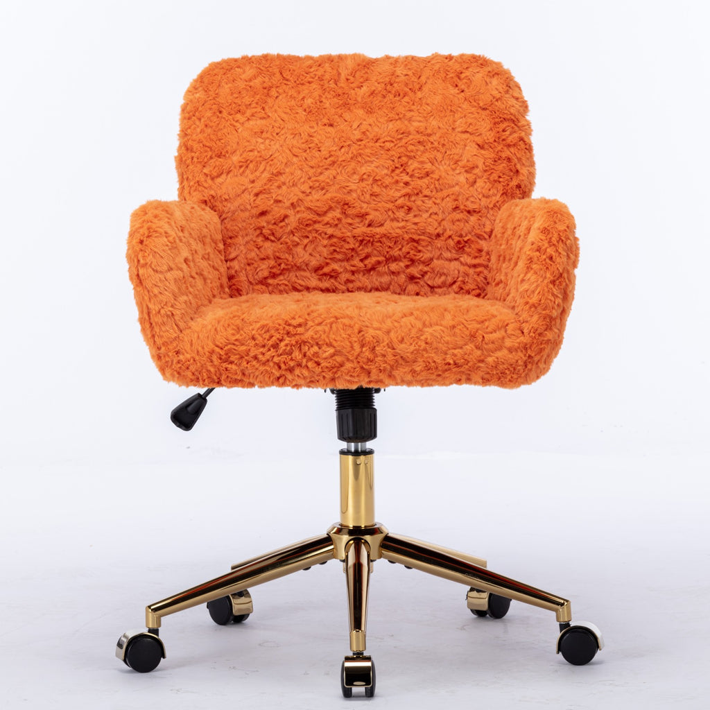 A&A Furniture Office Chair - Adjustable Vanity Chair in Orange