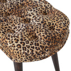 Solid Wood Leopard Print Deep Button Upholstered Bench