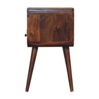 Solid Wood Mini Curve Bedside Nightstand, 1-Drawer, Chestnut