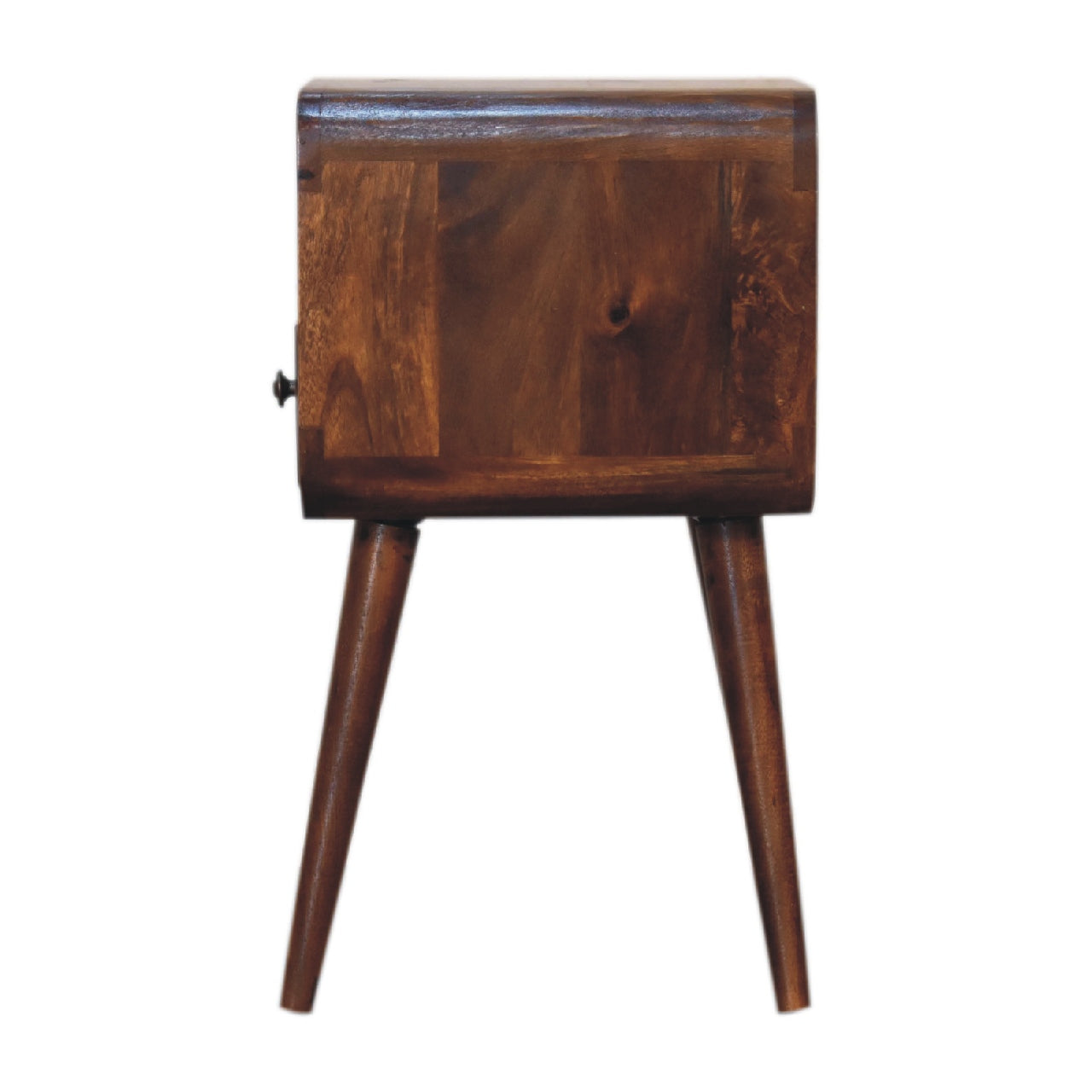 Solid Wood Mini Curve Bedside Nightstand, 1-Drawer, Chestnut