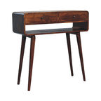 Sonata Chestnut Console Table, Nordic Legs, 2-Drawers, Open Slot