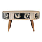 Edessa Bone Inlay Coffee Table, 2-Drawers, Nordic Legs