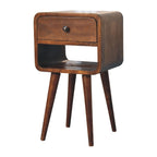 Solid Wood Mini Chestnut Curve Lower Bedside Nightstand