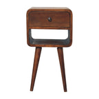 Solid Wood Mini Chestnut Curve Lower Bedside Nightstand