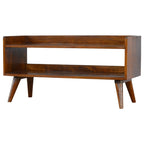 Solid Wood Nordic Storage Bench, Open Storage, Chestnut