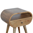 Circular Open Slot Nightstand, 1-Drawer, 1 Open Slot, Nordic Legs