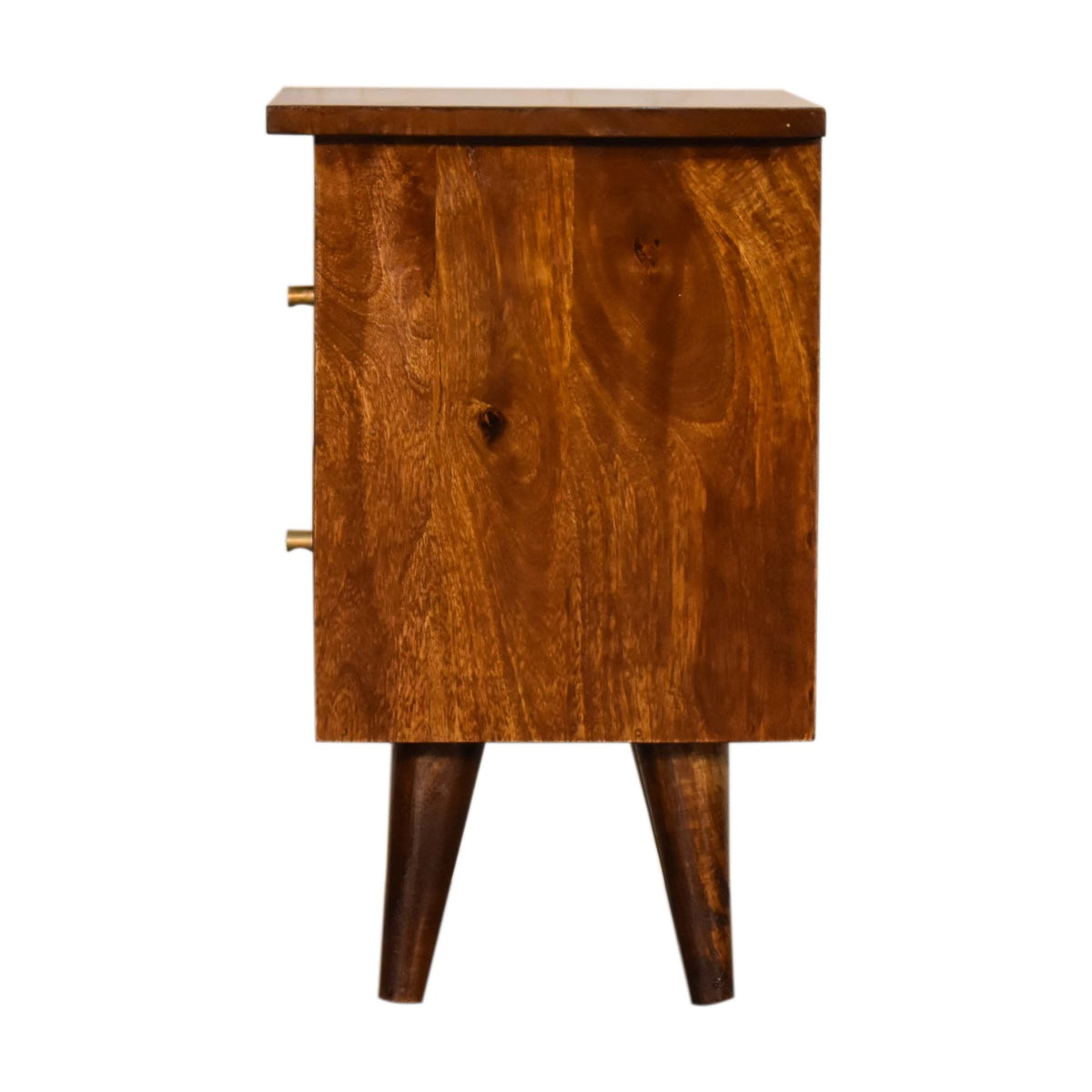 Solid Wood Bedside, 2-Drawers, Chestnut