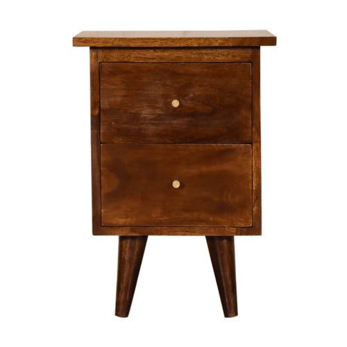 Solid Wood Bedside, 2-Drawers, Chestnut