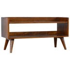 Solid Wood Nordic Storage Bench, Open Storage, Chestnut
