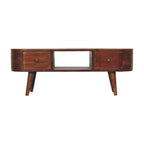 Chestnut Round Open Media Unit, 2-Drawers, 1 Open Slot