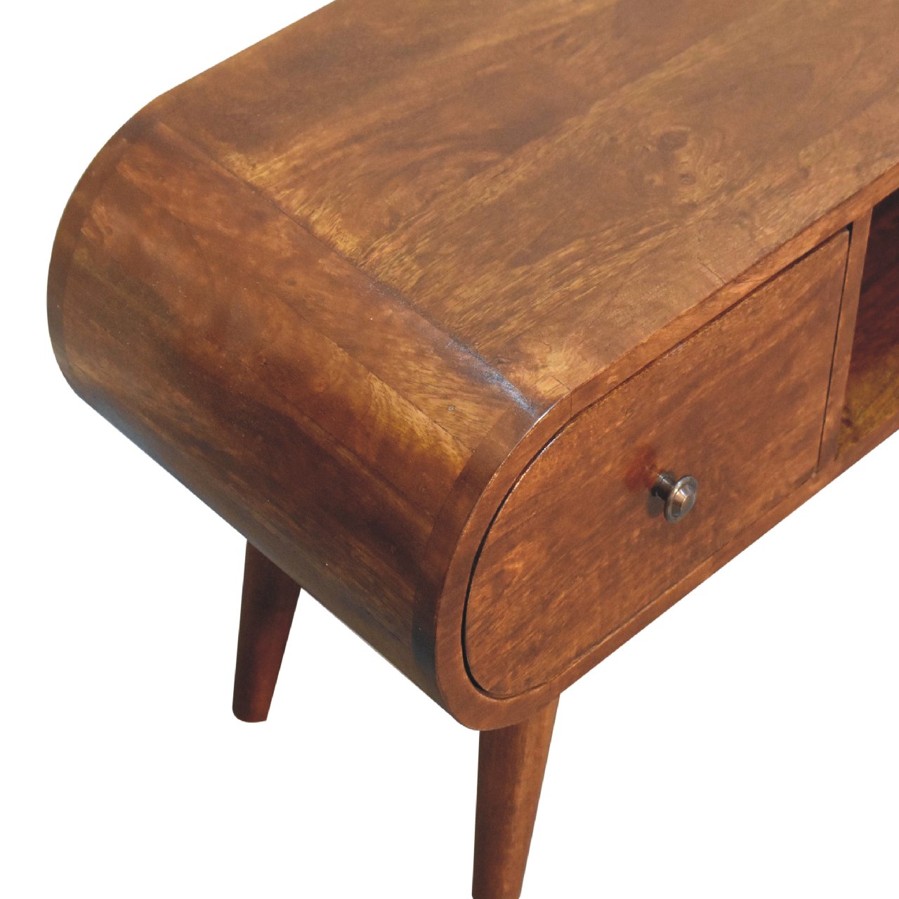 Solid Wood Chestnut Circular TV Unit