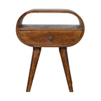 Chestnut Circular Open Bedside, 1-Drawer