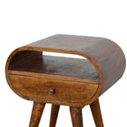 Chestnut Circular Open Bedside, 1-Drawer