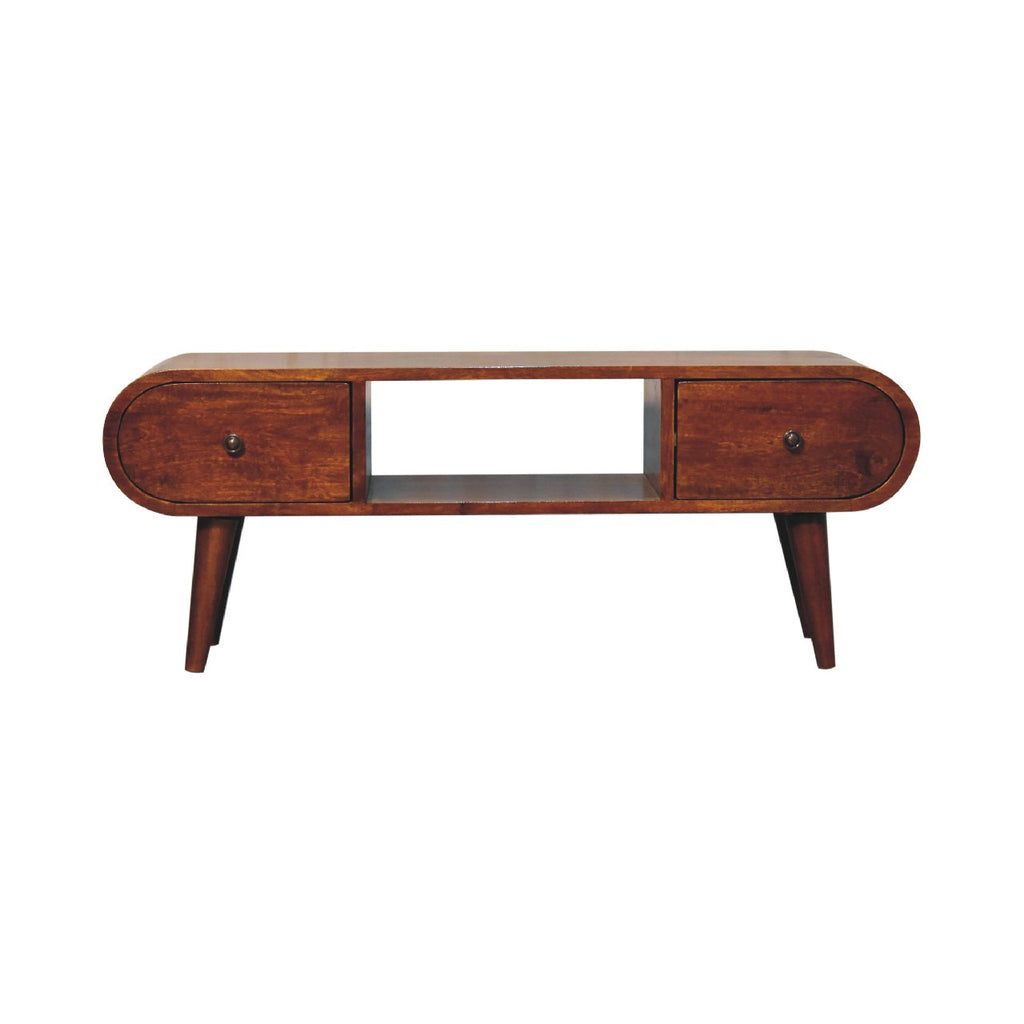 Solid Wood Chestnut Circular TV Unit
